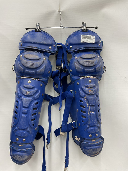 Vist Large View of Product Image Which is Used MacGregor SHINGUARDS Catchers Leg Guards Royal Blue Junior