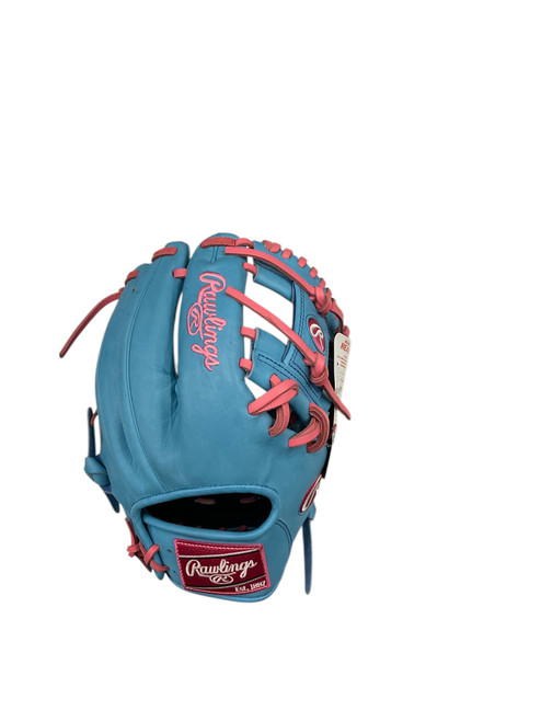 Vist Large View of Product Image Which is Used Rawlings RAWLINGS HOH PROR204-2CBP 11.5 RHT BB/SB Glove RH Throw Carolina Blue 11 1/2"