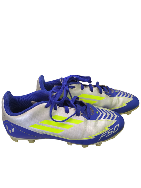 Vist Large View of Product Image Which is Used Adidas IH0926 Soccer Cleats Silver/White/Royal Junior 03.5