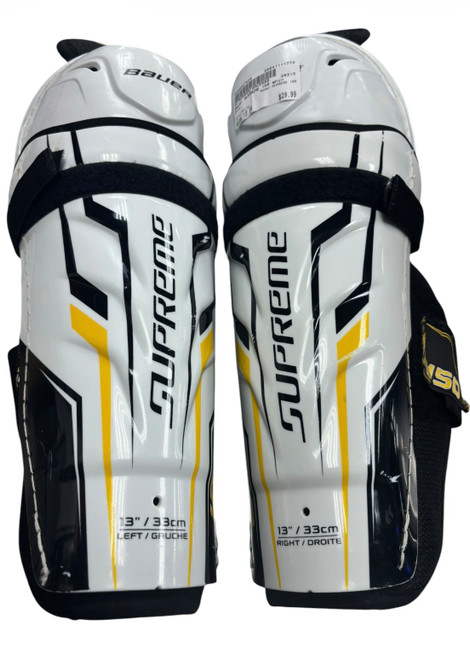 Vist Large View of Product Image Which is Used Bauer SUPREME 150 Senior Shin Guards White 13"