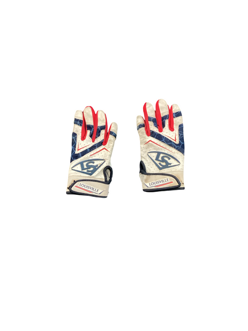 Vist Large View of Product Image Which is Used Louisville Slugger BB/SB Batting Gloves Red XS