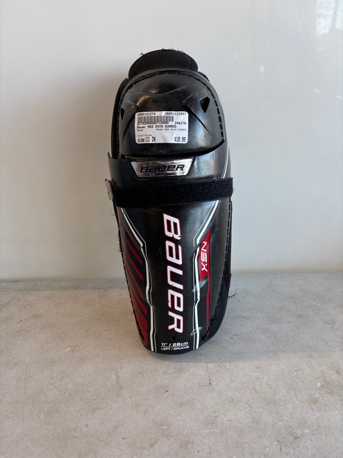 Vist Large View of Product Image Which is Used Bauer NSX SHIN GUARDS Junior Shin Guards Black 11"
