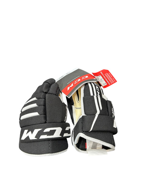 Vist Large View of Product Image Which is Used CCM TACKS 4R2 GLOVES 8IN Youth Gloves Black And White 8"