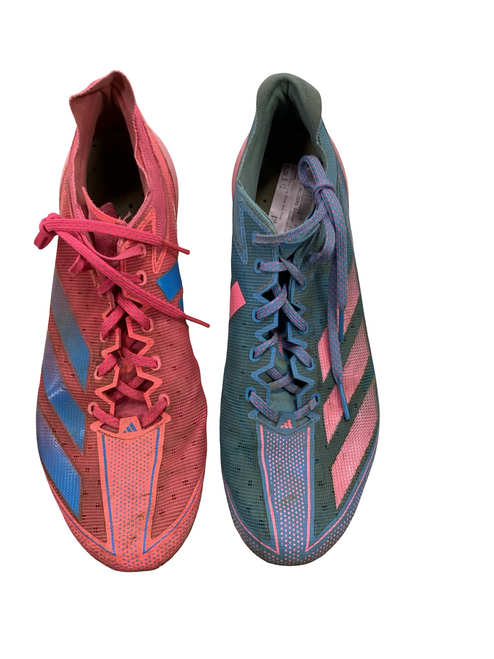 Vist Large View of Product Image Which is Used Adidas ADIZERO Soccer Cleats Carolina Blue And Pink Senior 12