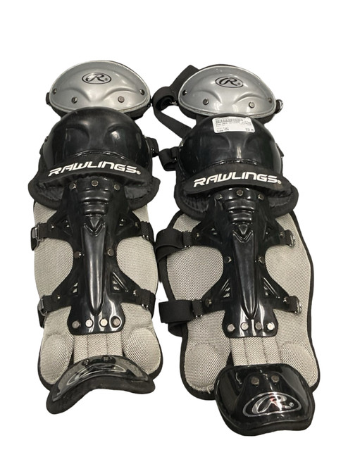 Vist Large View of Product Image Which is Used Rawlings EKLA15 Catchers Leg Guards Black Youth