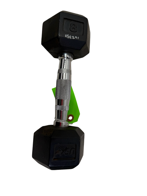 Vist Large View of Product Image Which is Used Rubber Hex Dumbbell (Each) 8 lb