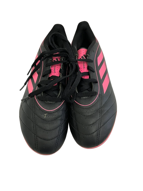 Vist Large View of Product Image Which is Used Adidas Goletto Jr 4 Soccer Cleats Black And Pink