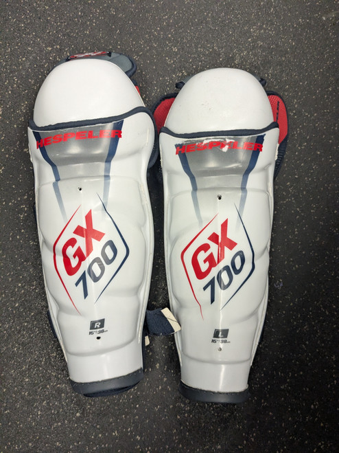 Vist Large View of Product Image Which is Used Hespeler GX 700 SG Senior Shin Guards White 15"