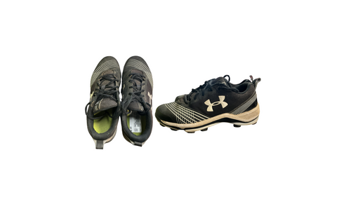 Vist Large View of Product Image Which is Used Under Armour BASEBALL CLEATS BB/SB Cleats Black Senior 6.5