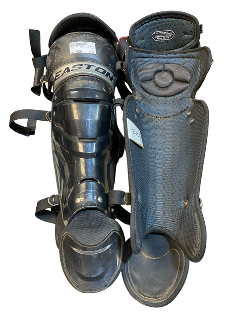Vist Large View of Product Image Which is Used Easton INT AGES 12-15 Catchers Leg Guards Black Intermed