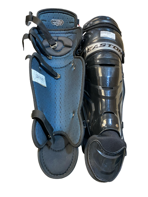 Vist Large View of Product Image Which is Used Easton INT AGES 12-15 Catchers Leg Guards Black Intermed