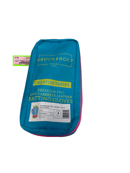 Vist Large View of Product Image Which is Used BRUCE BOLT PREMIUM PRO SHORT CUFF Creator Series Youth Batting Gloves Carolina Blue - Near New