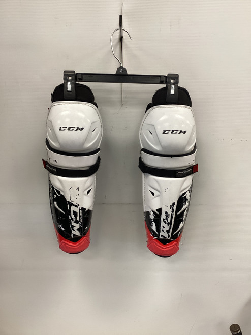 Vist Large View of Product Image Which is Used CCM JETSPEED Senior Shin Guards White 12"