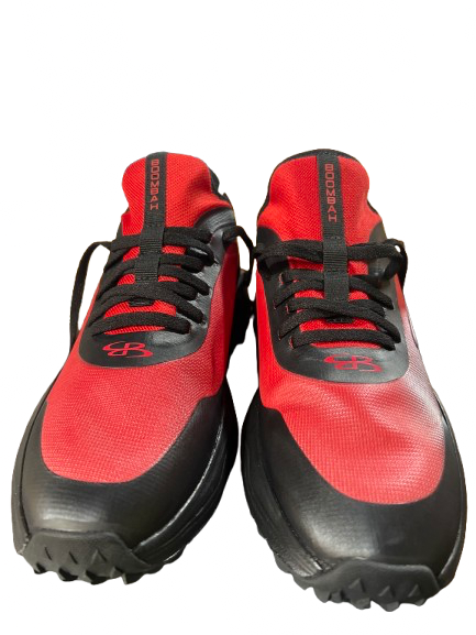Vist Large View of Product Image Which is Used BoomBah BOOMBAH TURF CLEATS 6.5 BB/SB Cleats Black And Wine Red Senior 6.5