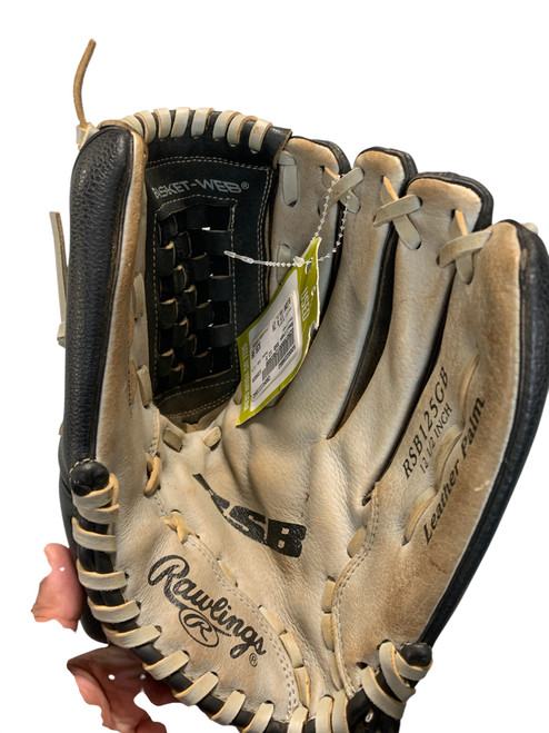 Vist Large View of Product Image Which is Used Rawlings RSB 12.5 BB/SB Glove RH Throw Black 12 1/2"