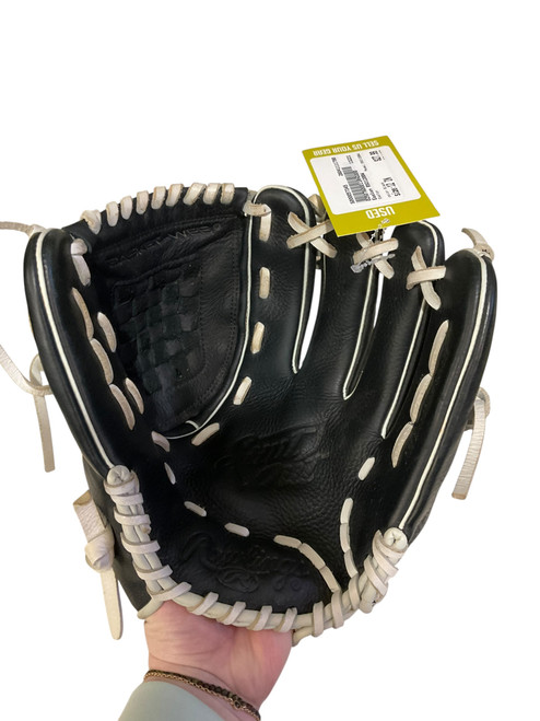 Vist Large View of Product Image Which is Used Easton RSO120BW RH Throw Fastpitch Gloves Black 12"
