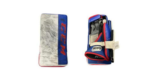Vist Large View of Product Image Which is Used CCM LEFEVRE Junior Goalie Blocker White/Red/Navy
