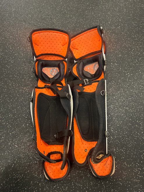 Vist Large View of Product Image Which is Used All-Star LGWAFX-LGE Catchers Leg Guards White Adult