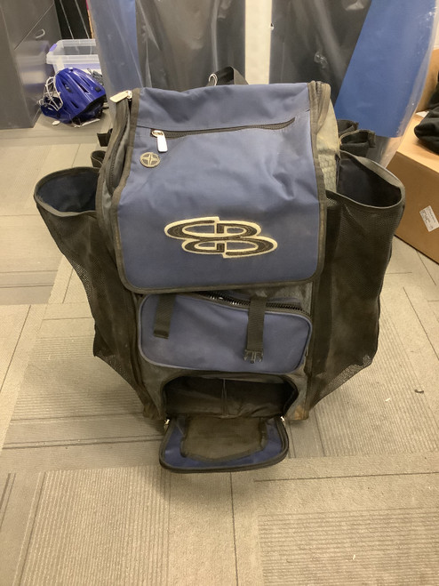 Vist Large View of Product Image Which is Used BoomBah CATCHERS WHEELED BACKPACK BAG BB/SB Player Wheeled Bag Navy Blue