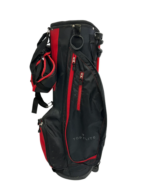Vist Large View of Product Image Which is Used Top Flite 6 Way Mens Stand Bag Black And Red