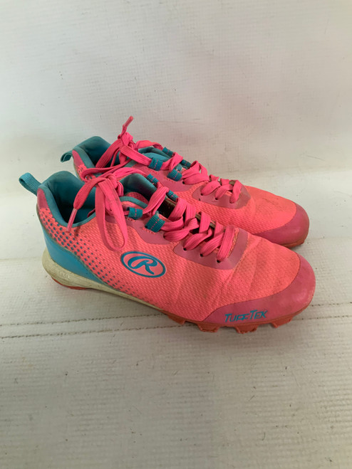 Vist Large View of Product Image Which is Used Rawlings PINK AND TEAL BB/SB Cleats Pink Junior 02