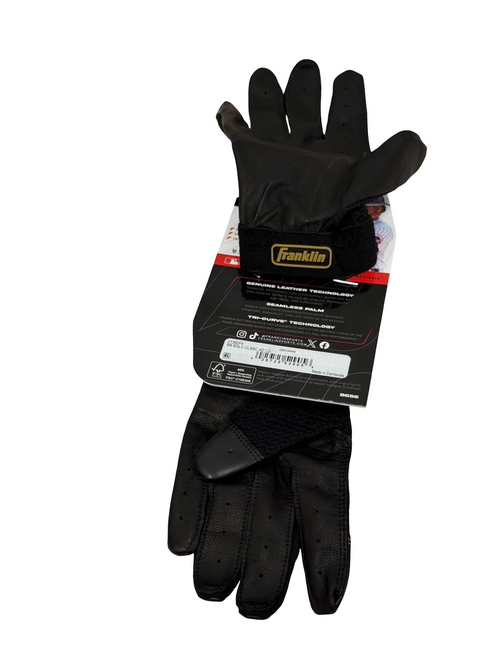 Vist Large View of Product Image Which is New Franklin CLASSIC ONE LT Adult Baseball Batting Gloves Black LG