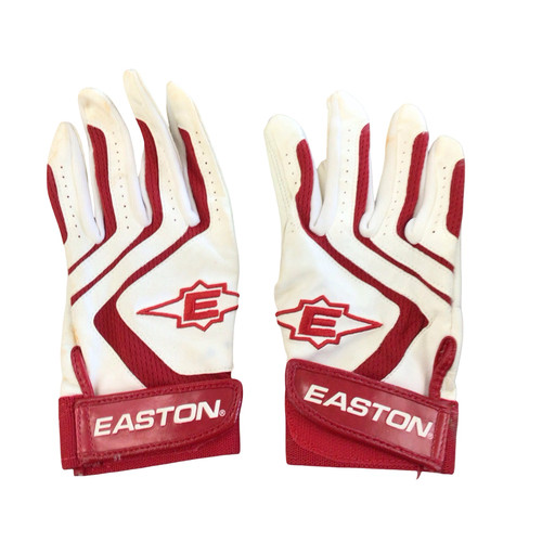 Vist Large View of Product Image Which is Used Easton BB/SB Batting Gloves White MD