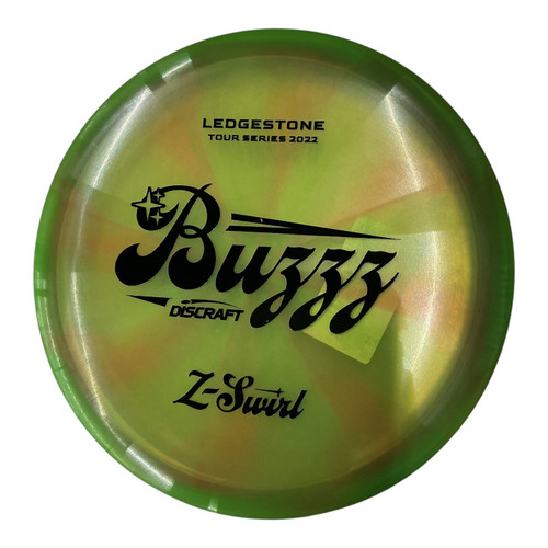 Vist Large View of Product Image Which is Used Discraft LEDGESTONE BUZZZ Z SWIRL Disc Golf Mid Range Green 179g
