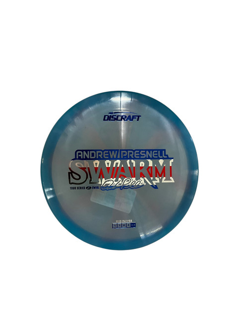 Vist Large View of Product Image Which is Used Discraft SWARM Disc Golf Mid Range Royal Blue