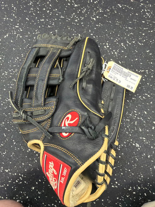 Vist Large View of Product Image Which is Used Rawlings GG ELITE BB/SB Glove RH Throw Black 12 3/4"