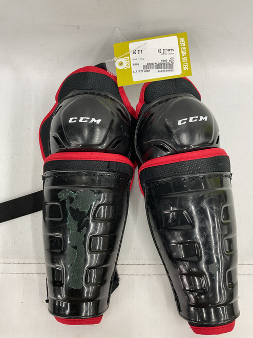 Vist Large View of Product Image Which is Used CCM SHIN Youth Shin Guards Black 11"