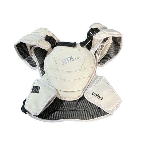 Vist Large View of Product Image Which is Used STX SHADOW Lacrosse Shoulder Pads White MD