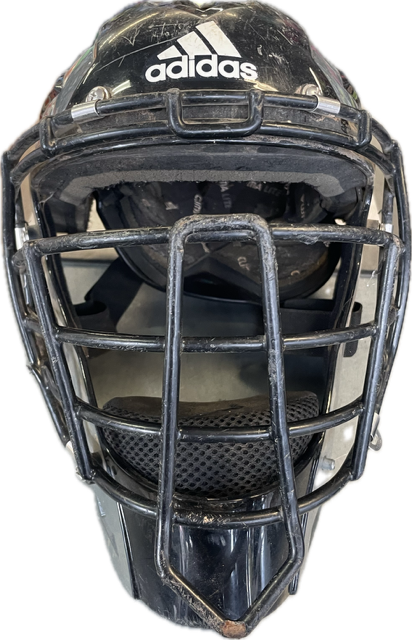 Vist Large View of Product Image Which is Used Adidas BLK Catchers Helmet w/Mask Black One Size