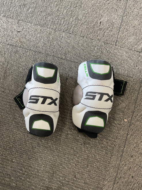 Vist Large View of Product Image Which is Used STX CELL 100 Lacrosse Arm Pads/Guards White XXS