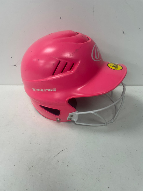 Vist Large View of Product Image Which is Used Rawlings RCFH Batting Helmet w/Mask Pink One Size
