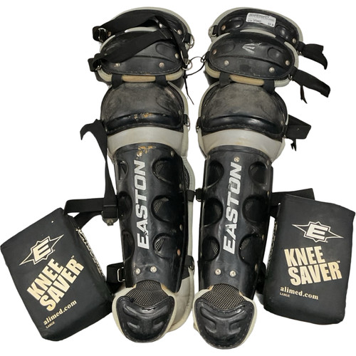 Vist Large View of Product Image Which is Used Easton CATCHERS SHINGUARD W/KNEESAVERS Catchers Leg Guards Black Intermed