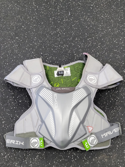 Vist Large View of Product Image Which is Used Maverik MX EKG Lacrosse Shoulder Pads Grey LG
