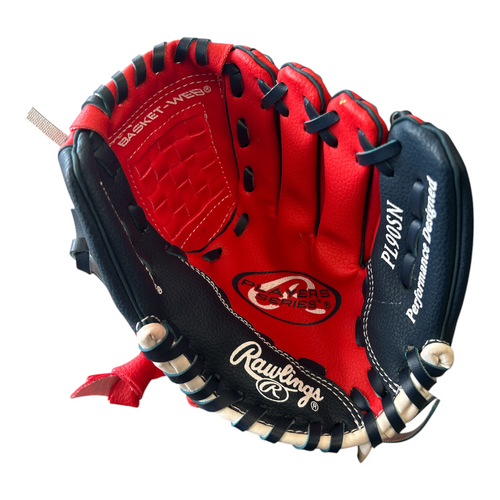 Vist Large View of Product Image Which is Used Rawlings PLAYER SERIES BB/SB Glove RH Throw Red 9"