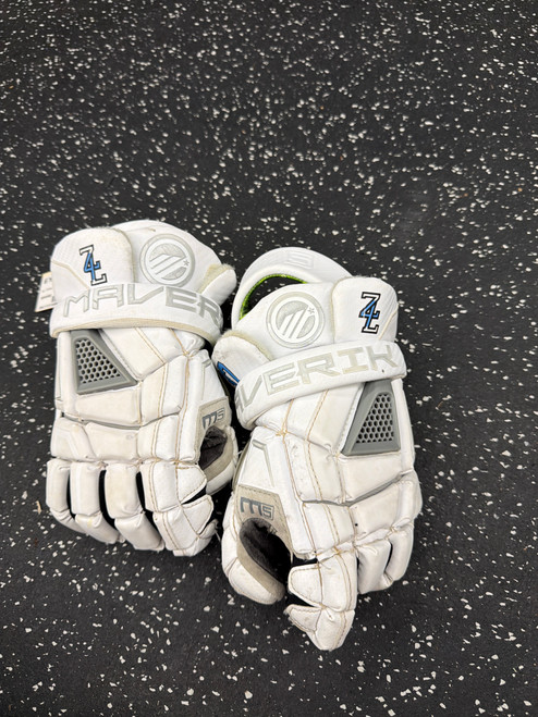 Vist Large View of Product Image Which is Used Maverik M5 Lacrosse Gloves Mens White SM