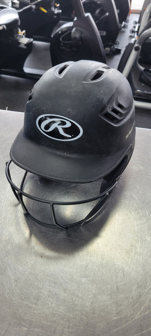 Vist Large View of Product Image Which is Used Rawlings 6 3/8 - 7 1/8 WITH MASK Batting Helmet w/Mask Black One Size