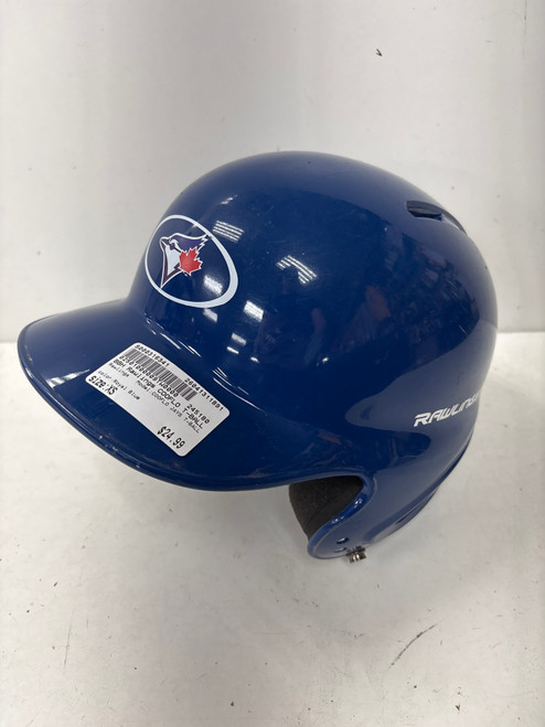 Vist Large View of Product Image Which is Used Rawlings COOFLO JAYS T-BALL Batting Helmet No Mask Royal Blue XS