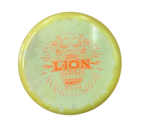 Vist Large View of Product Image Which is Used Innova HALO LION Disc Golf Mid Range Yellow