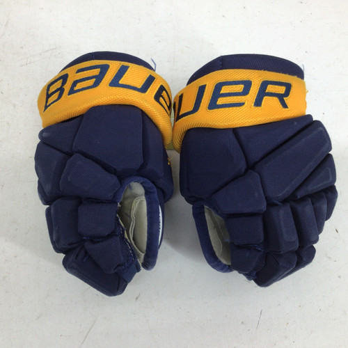 Vist Large View of Product Image Which is Used Bauer JR PREDS 10 IN HOCKEY GLOVES Junior Gloves Navy Blue 10"