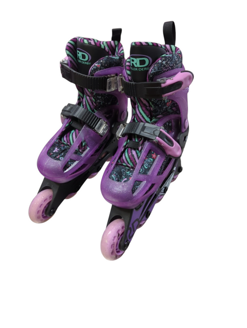 Vist Large View of Product Image Which is Used RollerDerby ADJ 12-2 Child Rec Fitness Skates Purple Adjustable