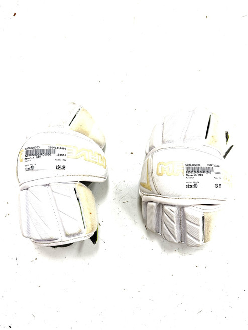 Vist Large View of Product Image Which is Used Maverik MAX Lacrosse Arm Pads/Guards White MD
