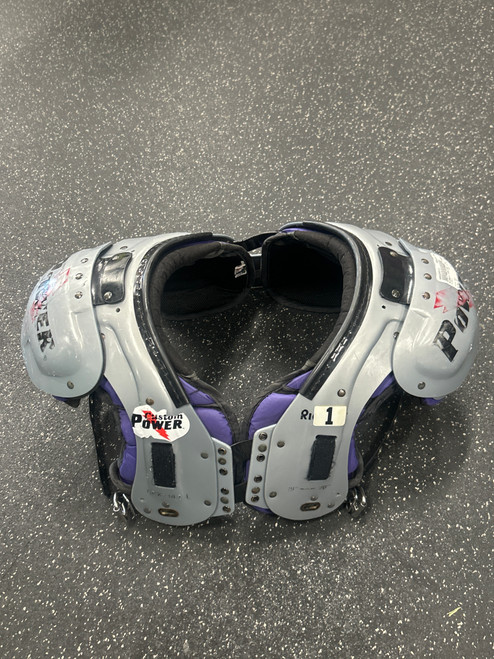 Vist Large View of Product Image Which is Used Riddell CPX-10I L SP FB Shoulder Pads Grey LG