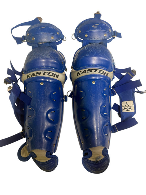 Vist Large View of Product Image Which is Used Easton BLACK MAGIC Catchers Leg Guards Royal Blue Youth