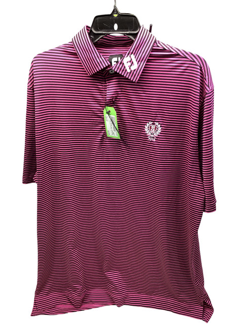 Vist Large View of Product Image Which is Used Foot Joy PINK/BLK STRIPED DRI-FIT GOLF POLO S.S. Golf Shirt M Pink LG