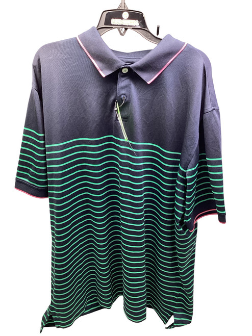 Vist Large View of Product Image Which is Used Foot Joy NAVY/GREEN DRI-FIT GOLF POLO S.S. Golf Shirt M Navy Blue LG