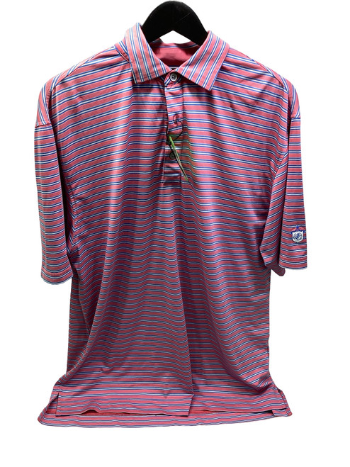 Vist Large View of Product Image Which is Used Foot Joy BLUE/PINK/WHT DRI-FIT GOLF POLO S.S. Golf Shirt M White LG